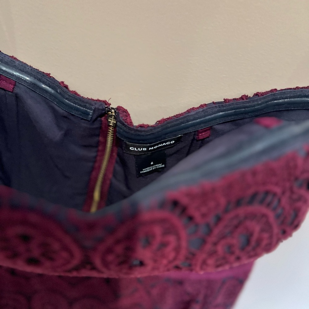 Club Monaco - 'Leandra' Pink & Purple Strapless Floral Lace Dress - size 6 - Picture 10 of 11